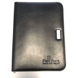 Black faux leather portfolio folder organizer